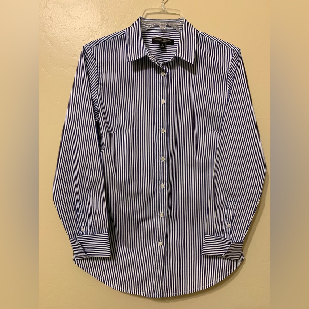 Banana Republic Navy Striped Blouse